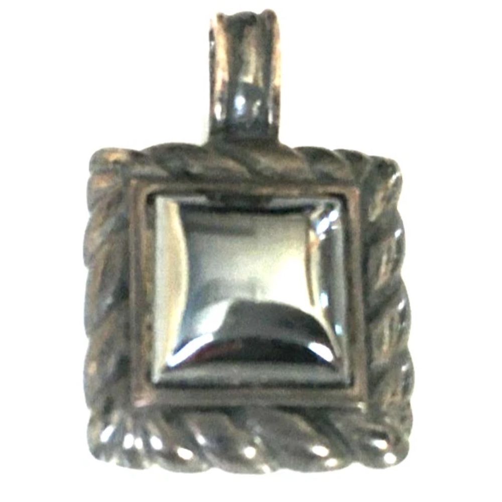 Vtg Necklace Pendant MARKED FAS 925 STERLING SILVER Hematite Jewelry
